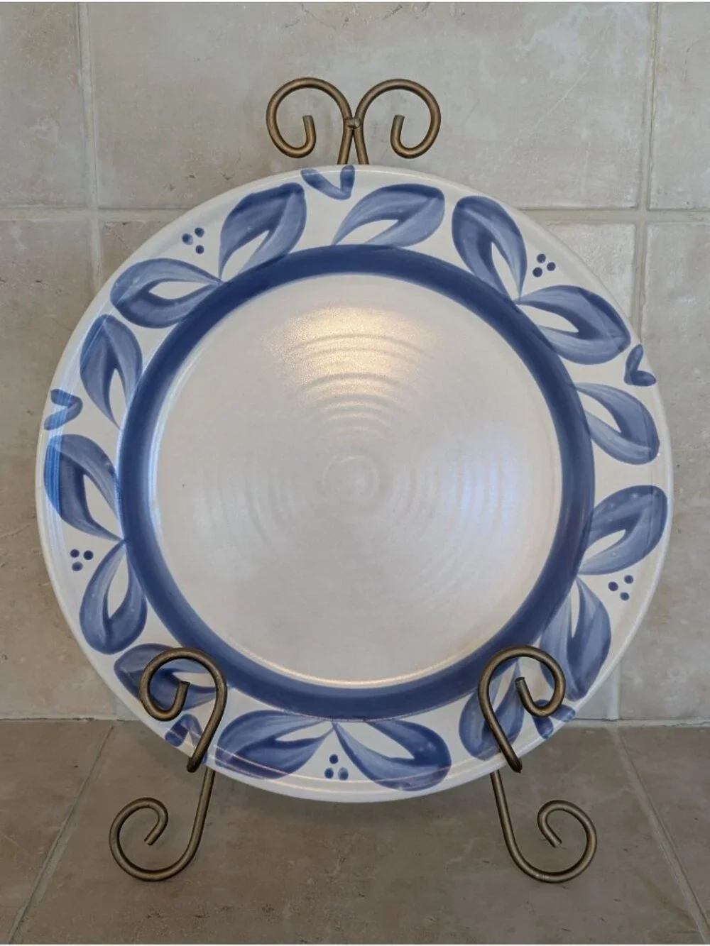 Set of 2 Vintage Blue Pfaltzgraff Villa Flora Stoneware Dinner Plates 11